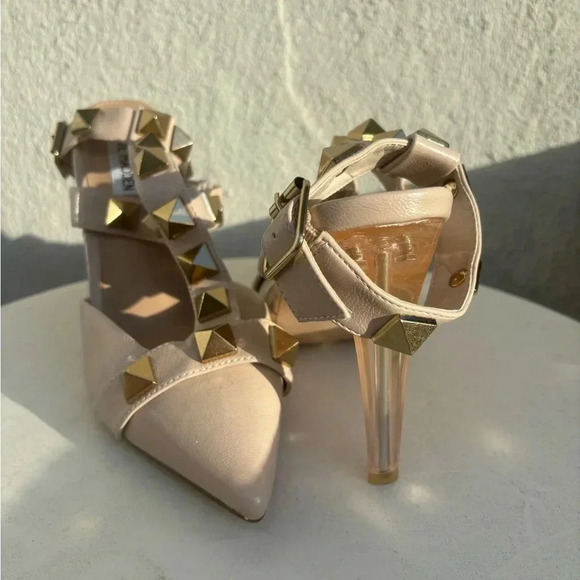 Steve Madden | nude clear heels | gold rhinestone | 9 - Picture 3 of 4